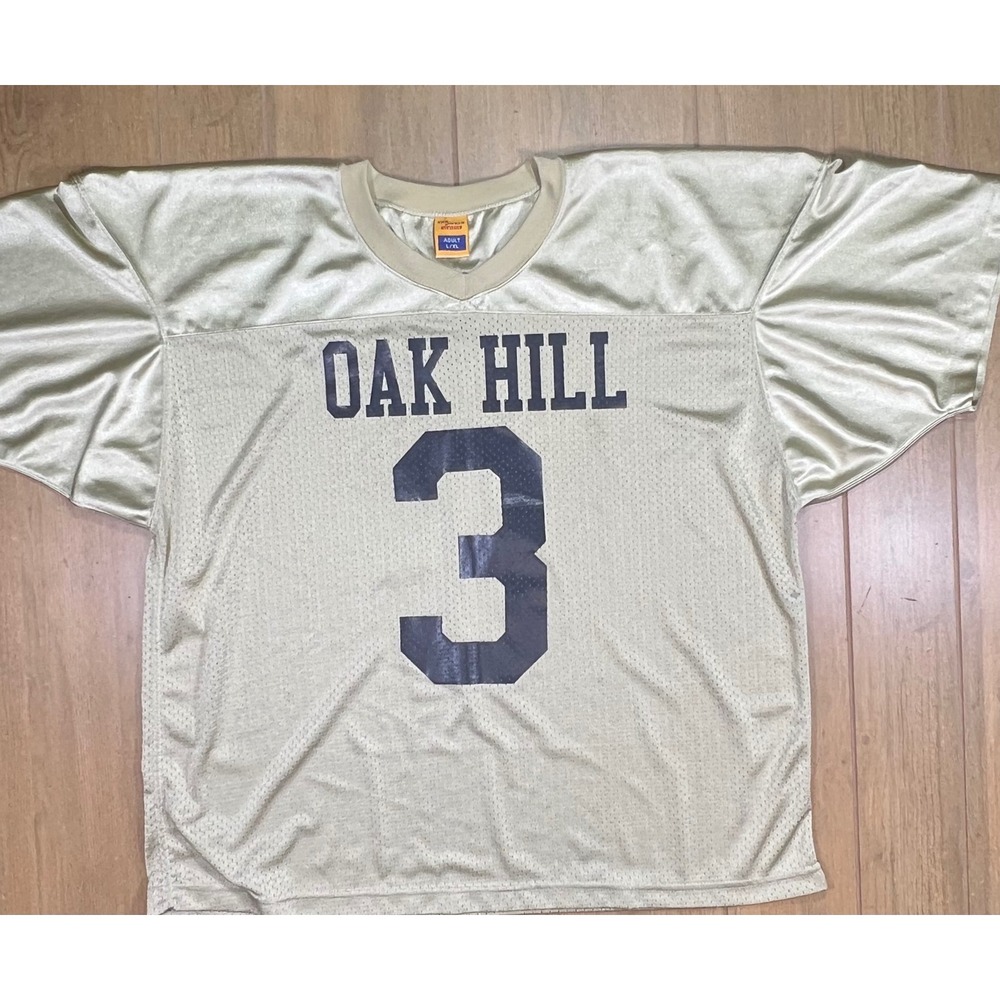 Oak Hill 3 Football Jersey Gold Mesh Varsity‎ Style Mens L XL Short Sleeve